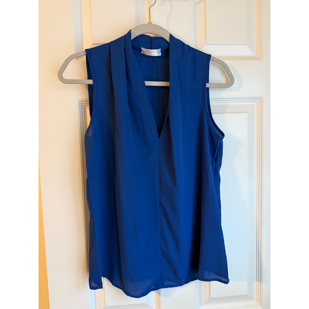Renee C Cobalt Blue Sleeveless Blouse Sz M (but fits like a S)